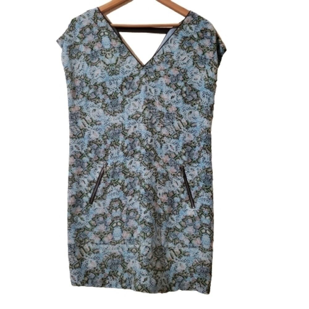 Anthropologie Maeve Serpentes Silk Dress Women Size 4 Blue Boho Fairy V-Neck New